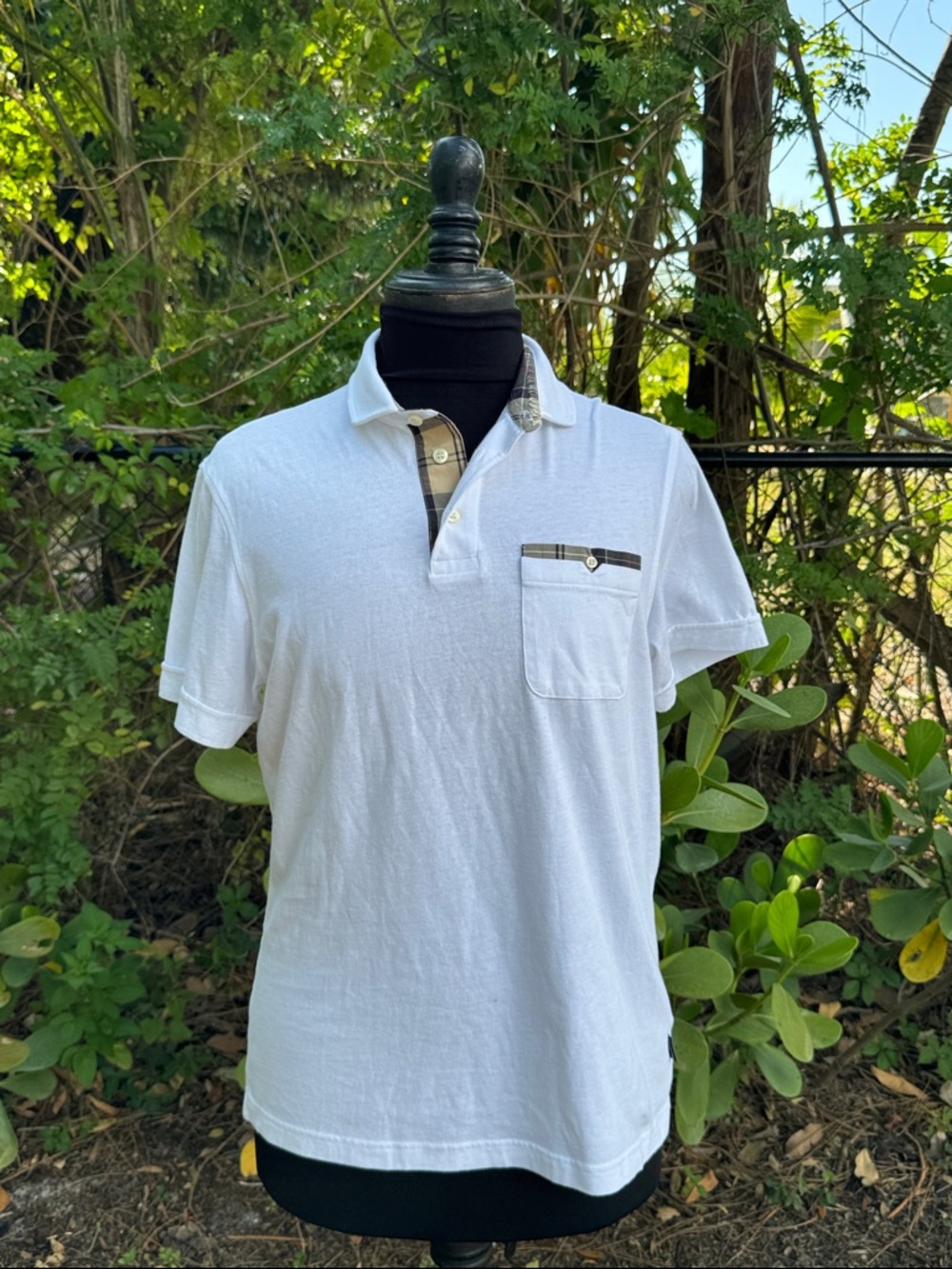 Barbour copatch white polo shirt, size medium